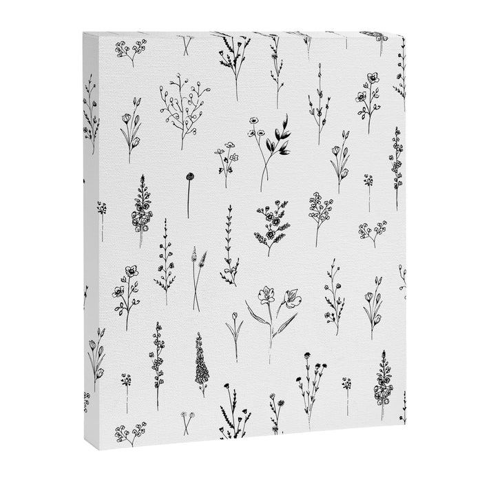 White Wildflowers Pattern Canvas Print Gallery Image 1