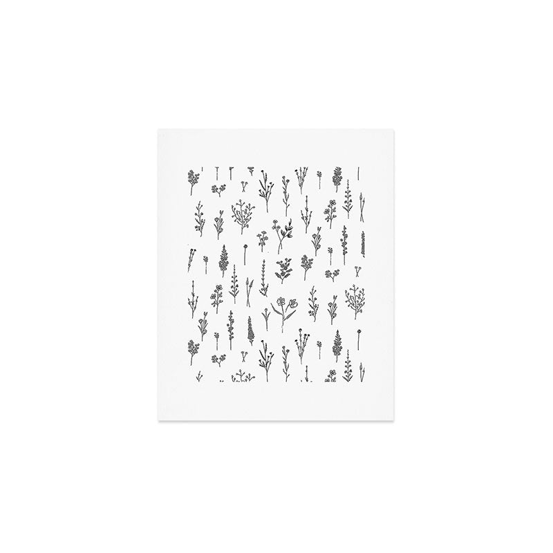 White Wildflowers Pattern Art Print Gallery Image 1
