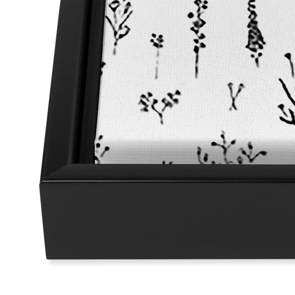 White Wildflowers Pattern Framed Canvas Print Gallery Image 3