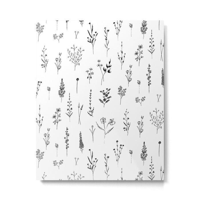 White Wildflowers Pattern Metal Print Gallery Image 1