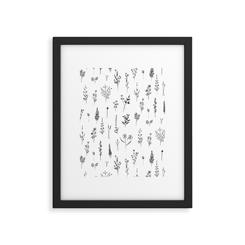 White Wildflowers Pattern Framed Art Print Gallery Image 6