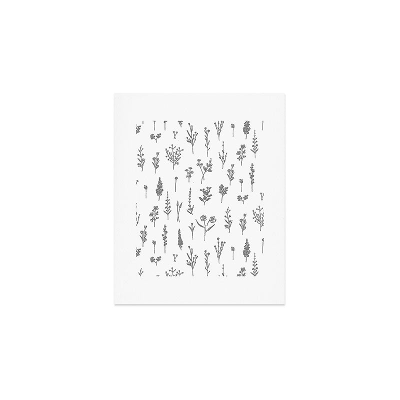 Wildflowers - Grey Flowers Art Print Gallery Image 1