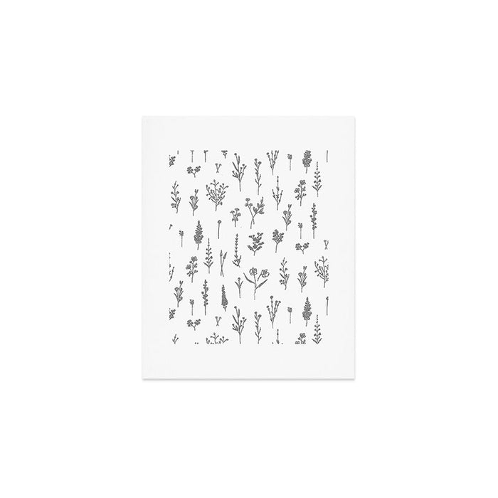 Wildflowers - Grey Flowers Art Print Gallery Image 1