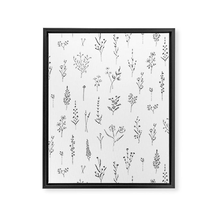 Wildflowers - Grey Flowers Framed Canvas Print Gallery Image 1