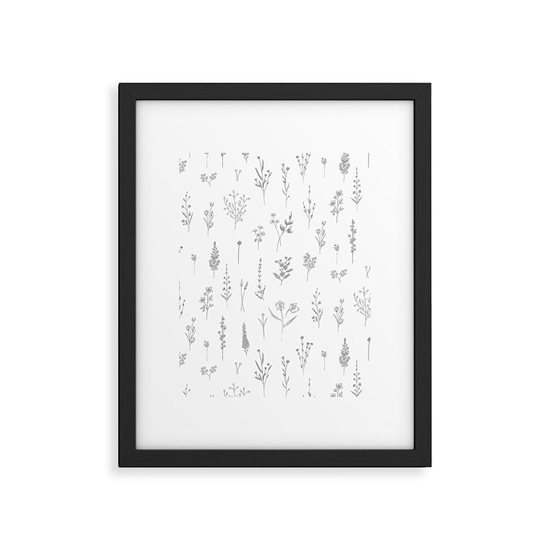 Wildflowers - Grey Flowers Framed Art Print Gallery Image 6