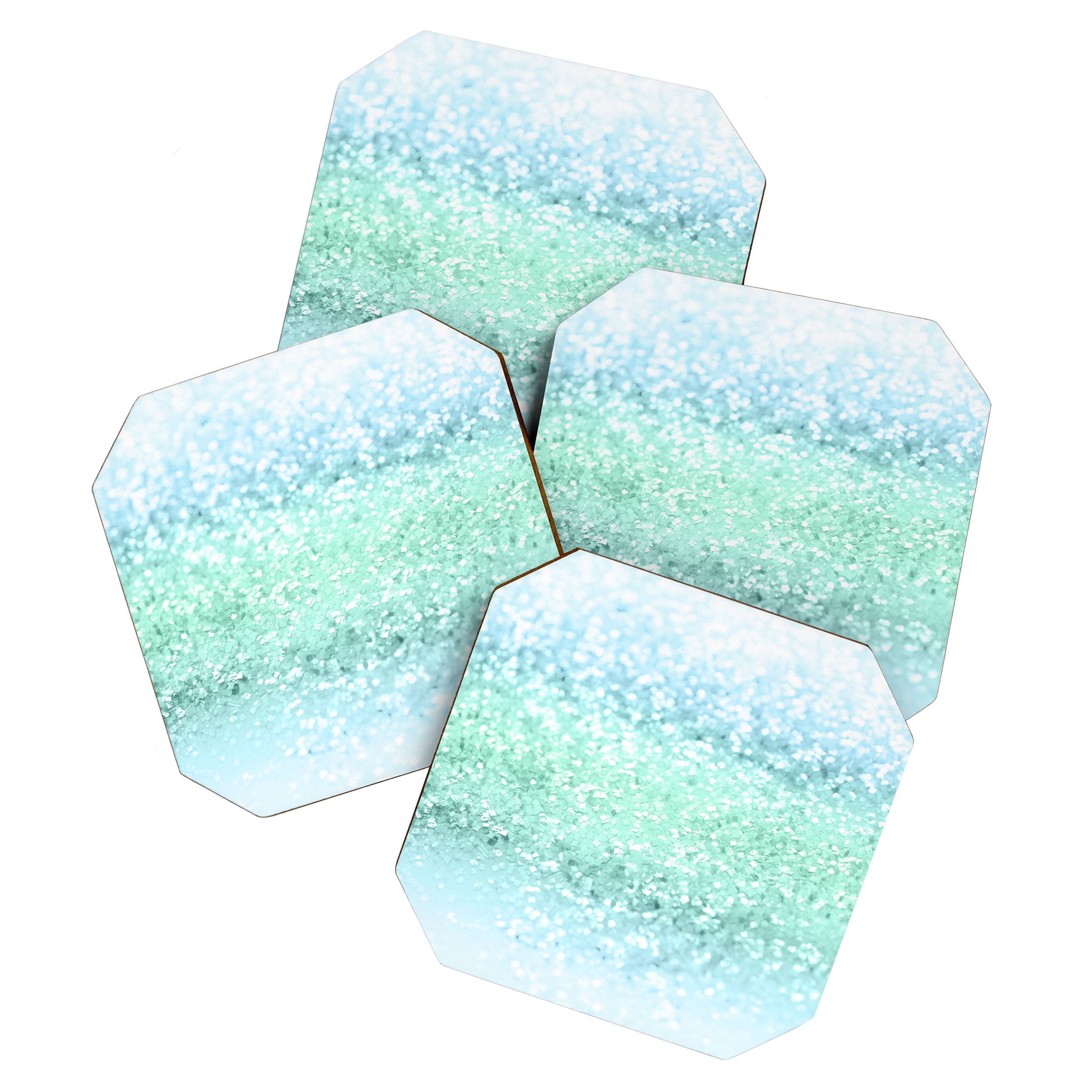 Aqua Seafoam Ocean Glitter #1 (Faux Glitter) #shiny #pastel #decor #art #society6 Coaster Gallery Image 1