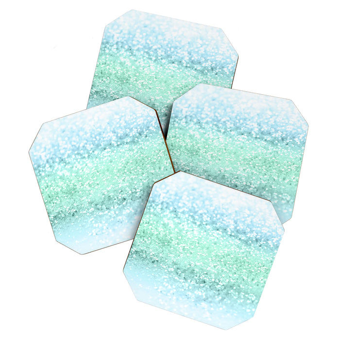 Aqua Seafoam Ocean Glitter #1 (Faux Glitter) #shiny #pastel #decor #art #society6 Coaster Gallery Image 1