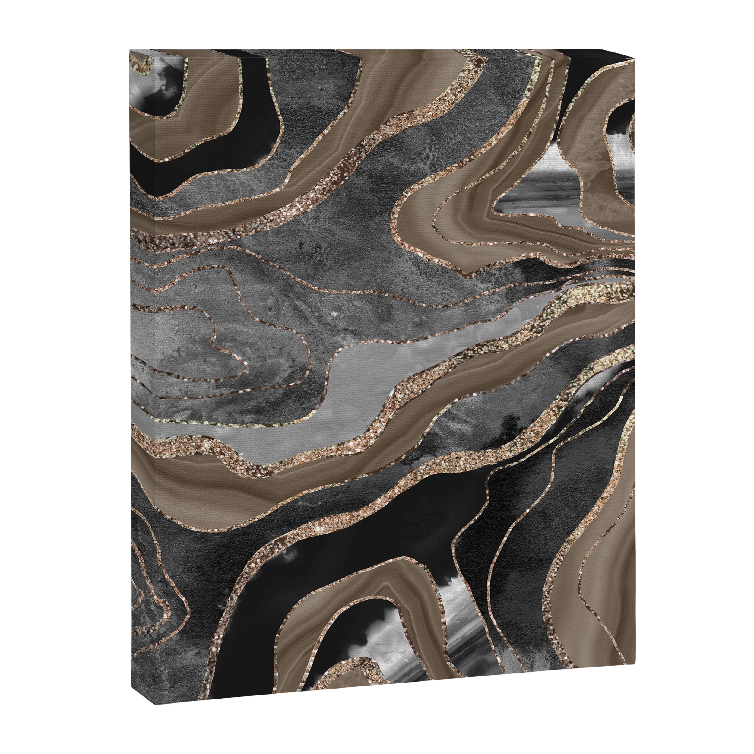 Black Brown Marble Agate Gold Glitter Glam #1 (Faux Glitter) #decor #art #society6 Canvas Print Gallery Image 6