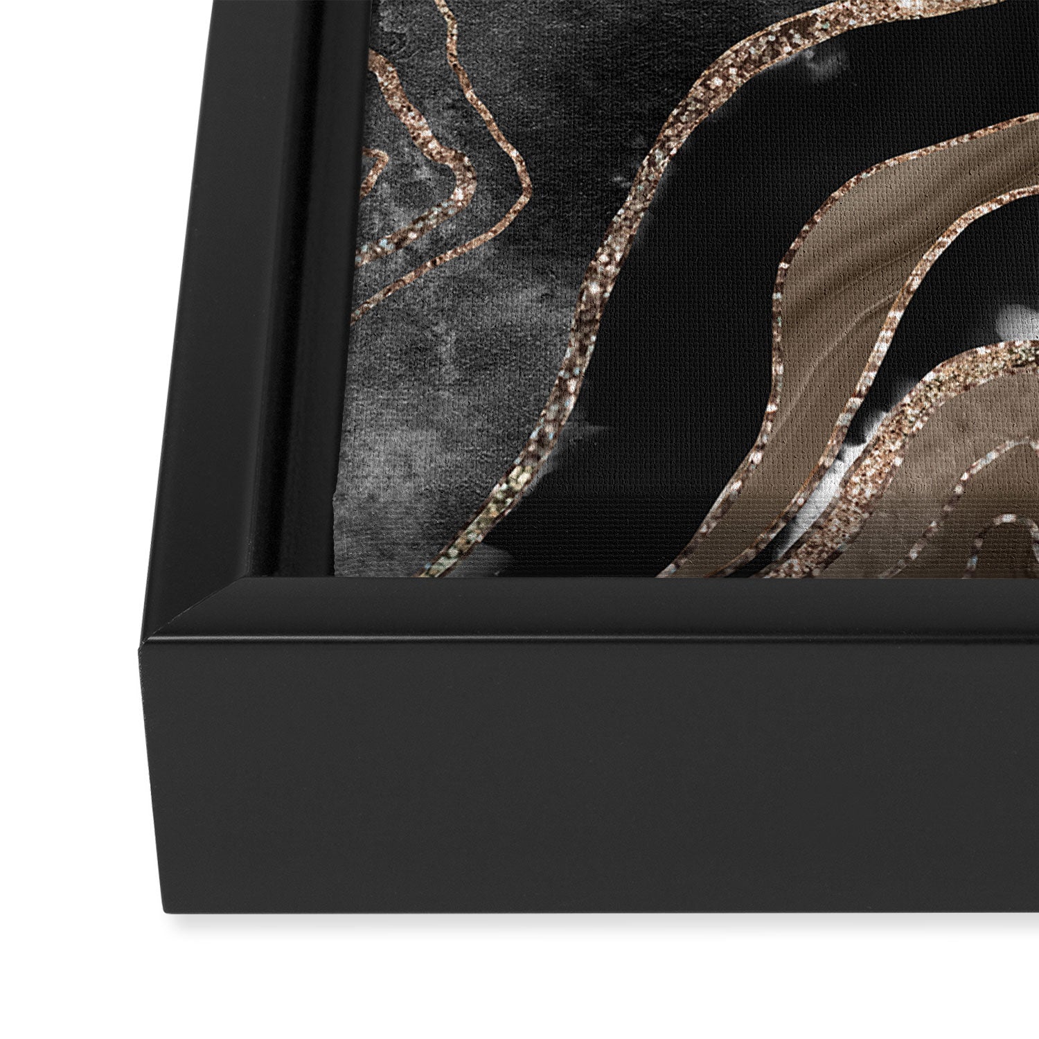 Black Brown Marble Agate Gold Glitter Glam #1 (Faux Glitter) #decor #art #society6 Framed Canvas Print Gallery Image 3