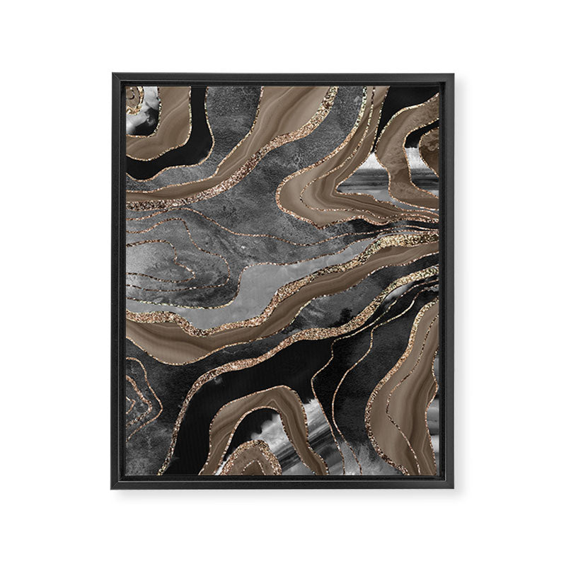 Black Brown Marble Agate Gold Glitter Glam #1 (Faux Glitter) #decor #art #society6 Framed Canvas Print Gallery Image 6