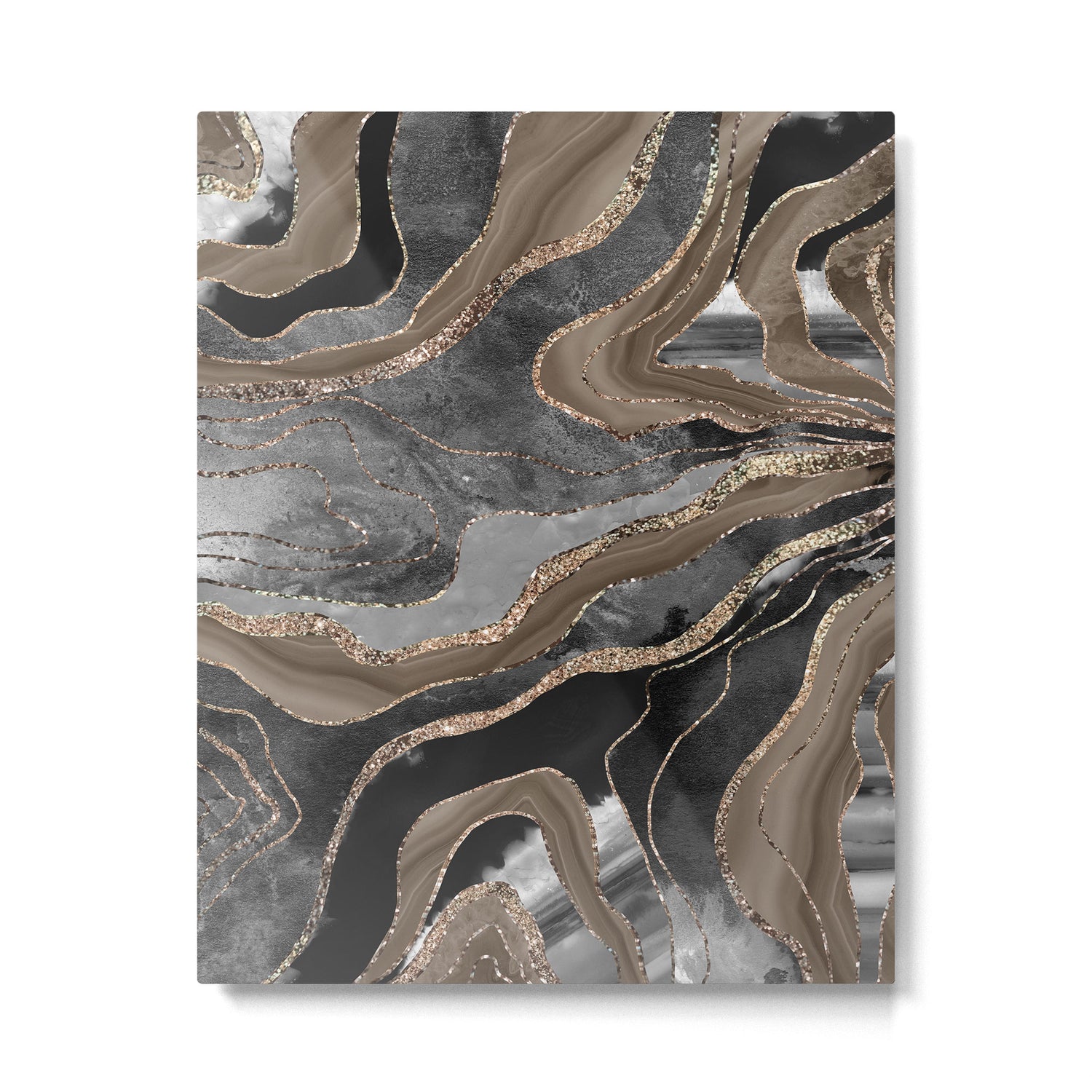 Black Brown Marble Agate Gold Glitter Glam #1 (Faux Glitter) #decor #art #society6 Metal Print Gallery Image 4