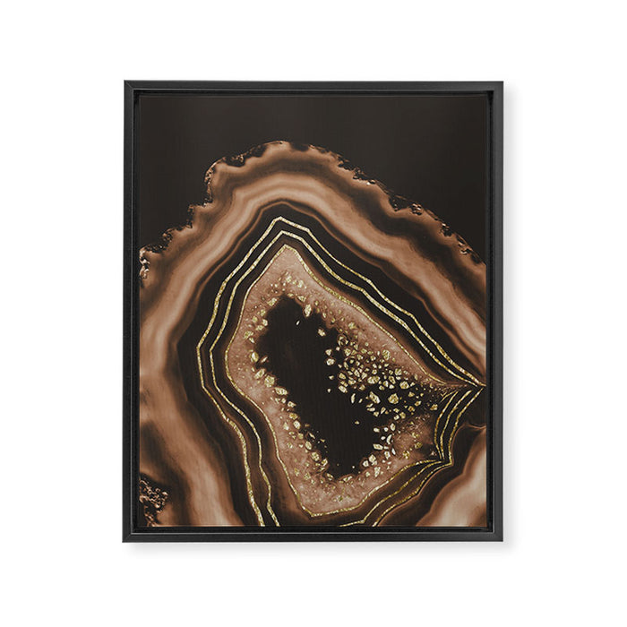 Brown Agate Gold Foil Glam #1 #gem #decor #art #society6 Framed Canvas Print Gallery Image 1