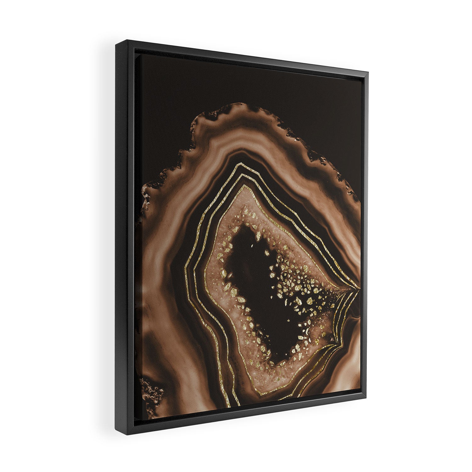 Brown Agate Gold Foil Glam #1 #gem #decor #art #society6 Framed Canvas Print Gallery Image 2
