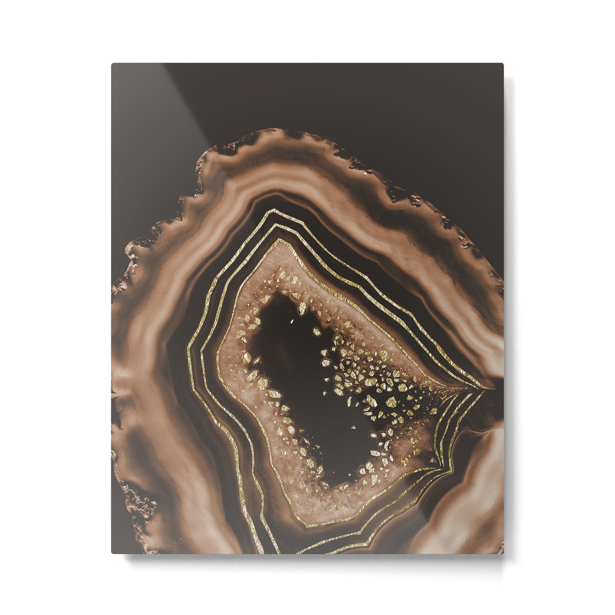 Brown Agate Gold Foil Glam #1 #gem #decor #art #society6 Metal Print Gallery Image 4