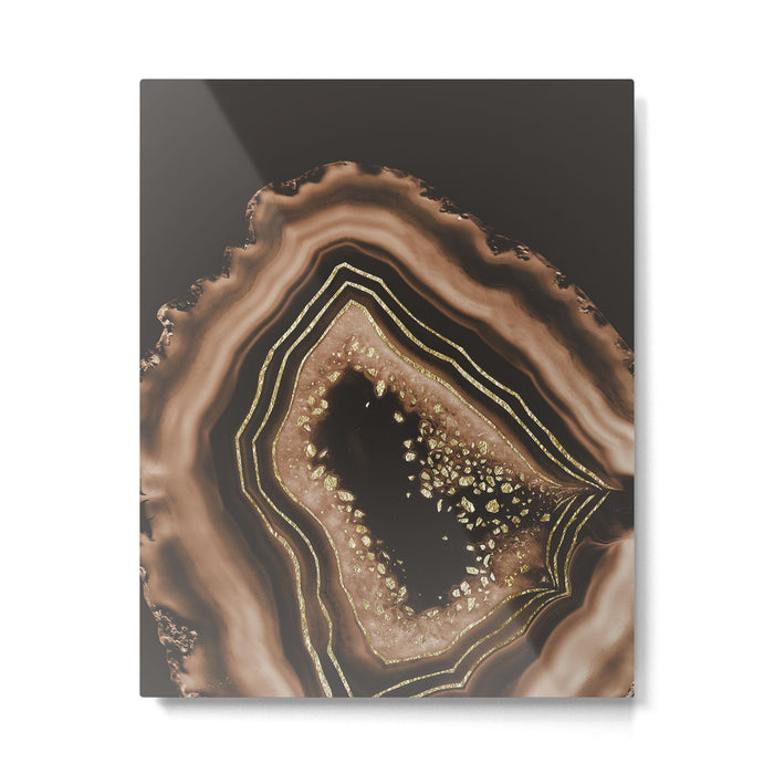 Brown Agate Gold Foil Glam #1 #gem #decor #art #society6 Metal Print Gallery Image 1