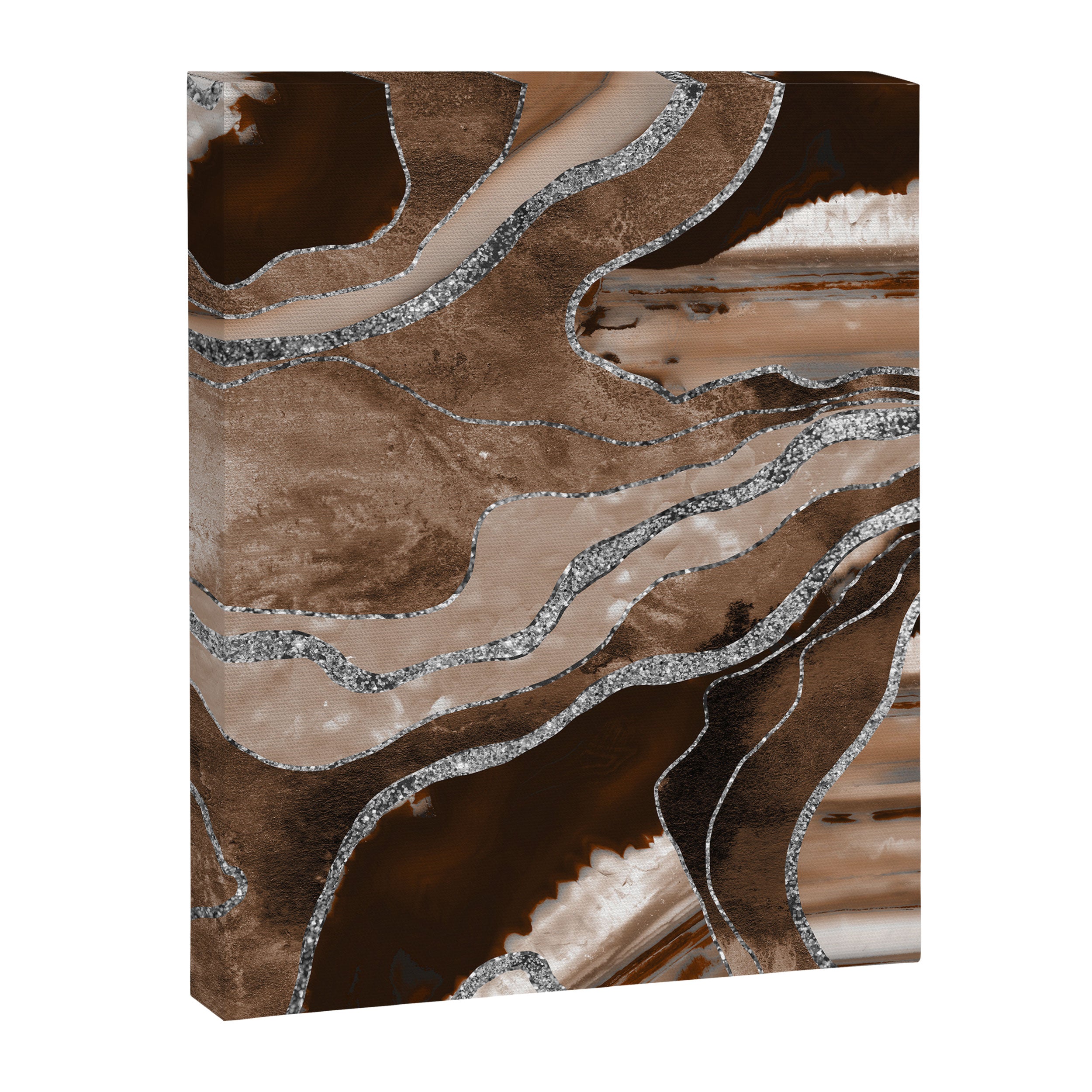 Brown Marble Agate Silver Glitter Glam #1 (Faux Glitter) #decor #art #society6 Canvas Print Gallery Image 6