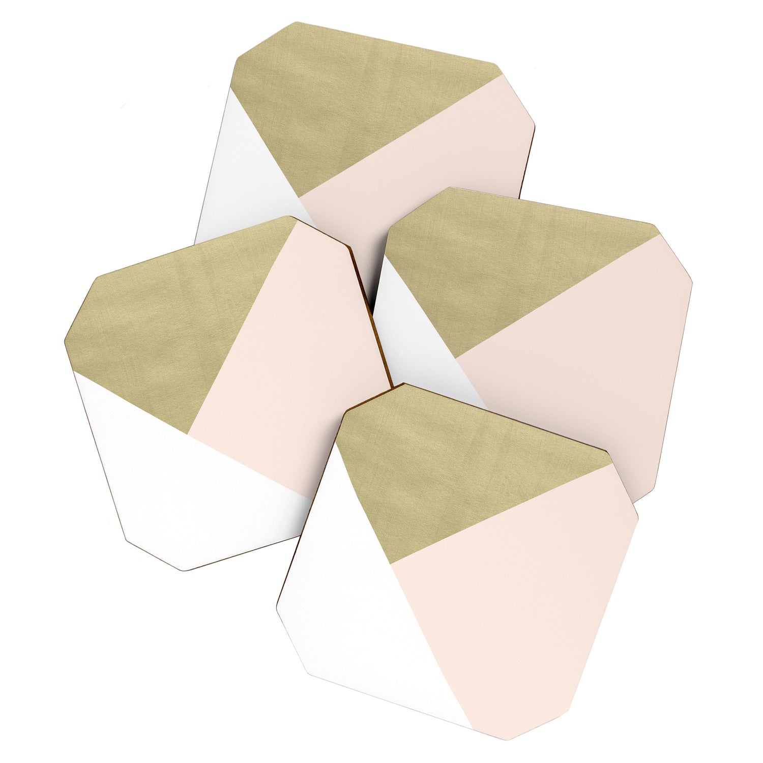 Gold meets Blush & White Geometric #1 (Faux Foil) #decor #art #society6 Coaster Gallery Image 1