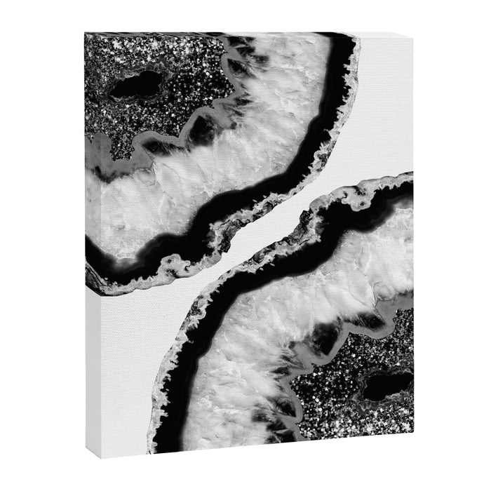 Gray Black White Agate Glitter Glamor #2 (Faux Glitter) #gem #decor #art #society6 Canvas Print Gallery Image 1