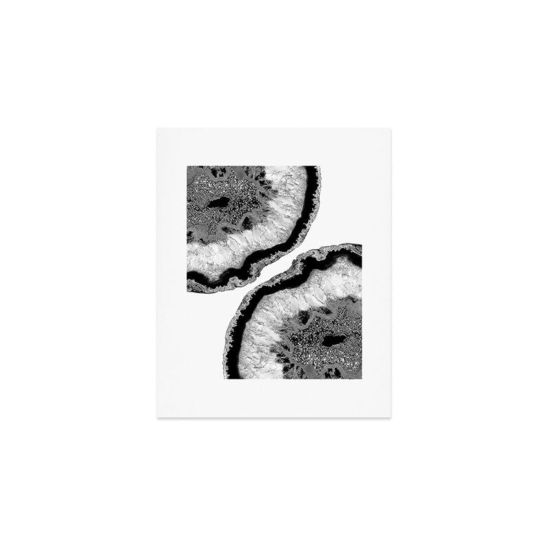 Gray Black White Agate Glitter Glamor #2 (Faux Glitter) #gem #decor #art #society6 Art Print Gallery Image 1