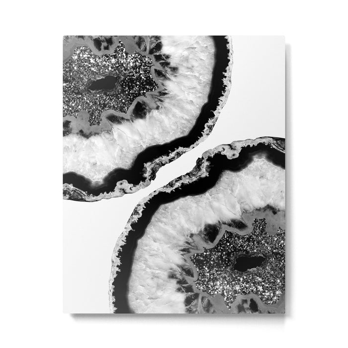 Gray Black White Agate Glitter Glamor #2 (Faux Glitter) #gem #decor #art #society6 Metal Print Gallery Image 1