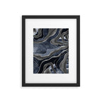 Navy Blue Black Marble Agate Silver Glitter Glam #1 (Faux Glitter) #decor #art #society6 Framed Art Print Gallery Image 5