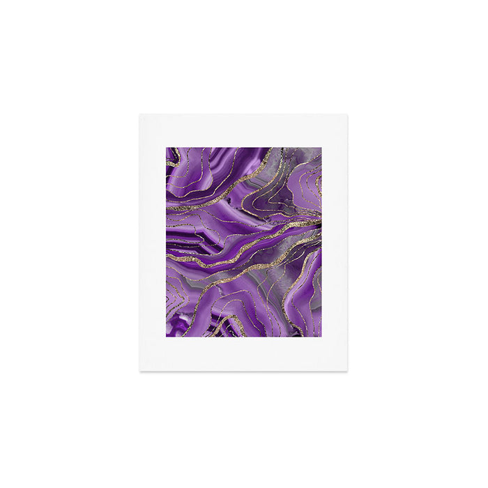 Purple Gray Agate Gold Glitter Glam #1 (Faux Glitter) #marble #decor #art #society6 Art Print Gallery Image 1