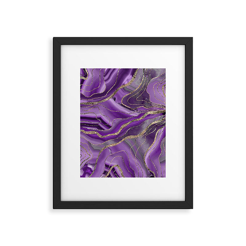 Purple Gray Agate Gold Glitter Glam #1 (Faux Glitter) #marble #decor #art #society6 Framed Art Print Gallery Image 5