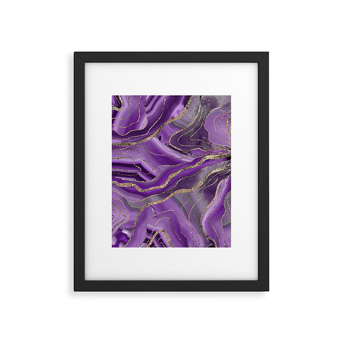 Purple Gray Agate Gold Glitter Glam #1 (Faux Glitter) #marble #decor #art #society6 Framed Art Print Gallery Image 1