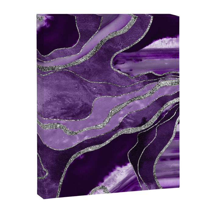 Purple Marble Agate Silver Glitter Glam #1 (Faux Glitter) #decor #art #society6 Canvas Print Gallery Image 1