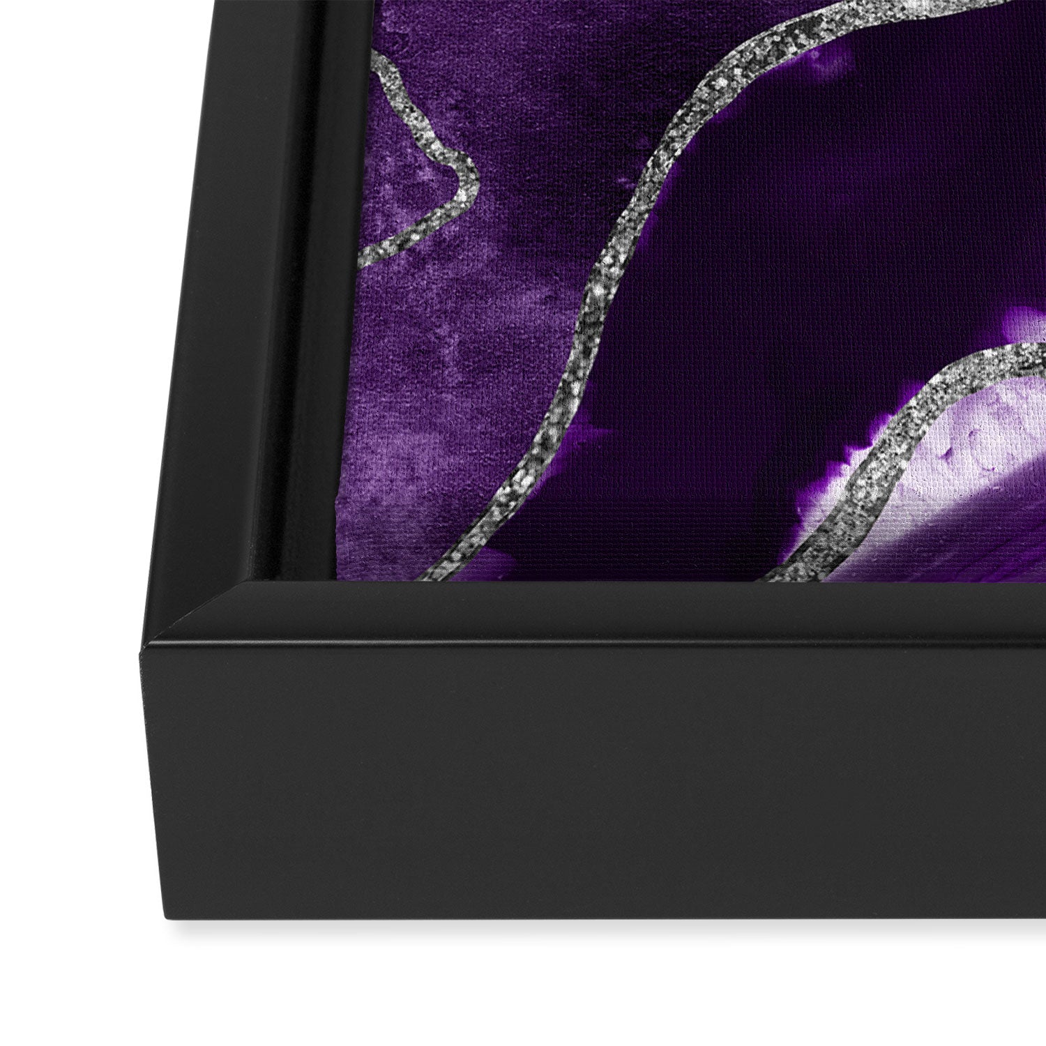 Purple Marble Agate Silver Glitter Glam #1 (Faux Glitter) #decor #art #society6 Framed Canvas Print Gallery Image 3