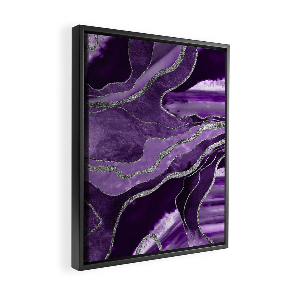 Purple Marble Agate Silver Glitter Glam #1 (Faux Glitter) #decor #art #society6 Framed Canvas Print Gallery Image 2
