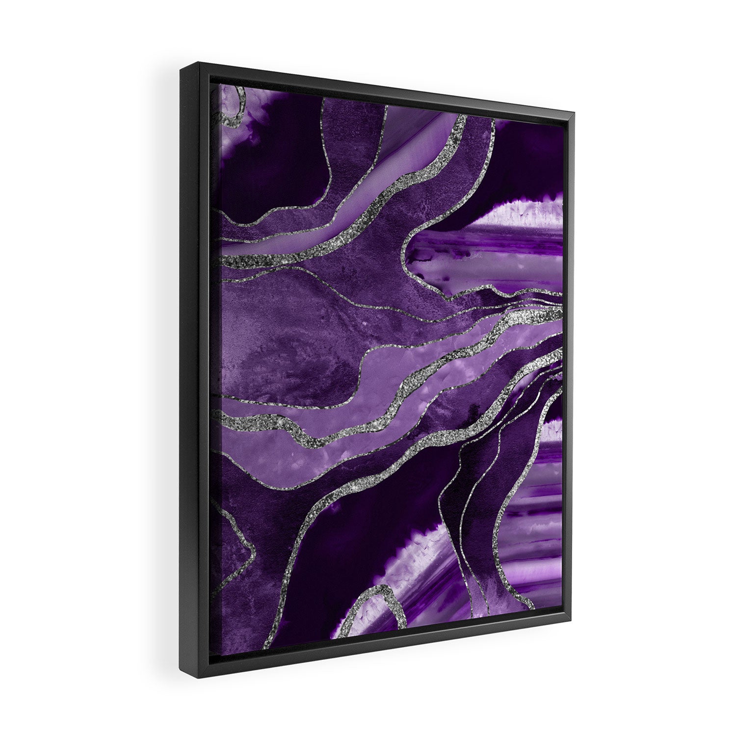 Purple Marble Agate Silver Glitter Glam #1 (Faux Glitter) #decor #art #society6 Framed Canvas Print Gallery Image 2