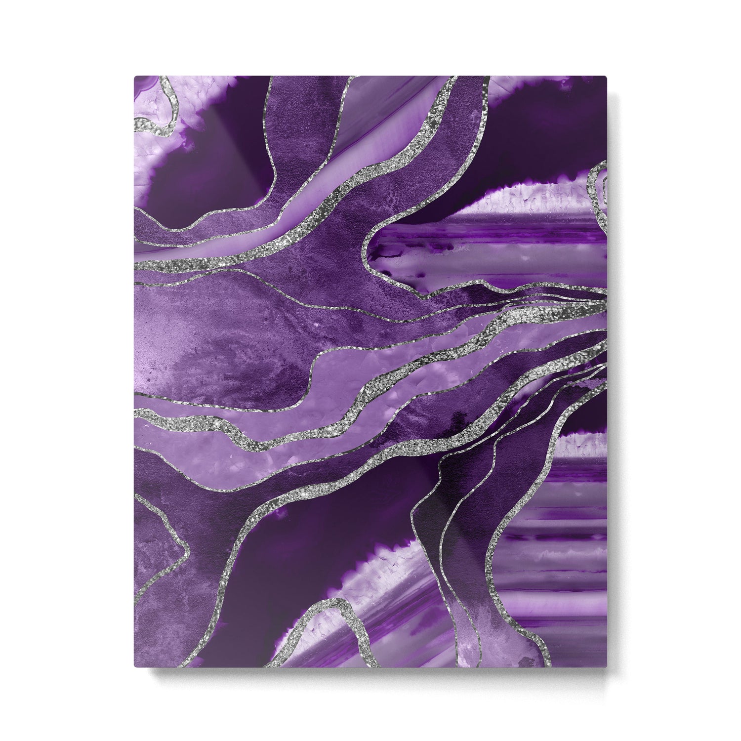 Purple Marble Agate Silver Glitter Glam #1 (Faux Glitter) #decor #art #society6 Metal Print Gallery Image 4