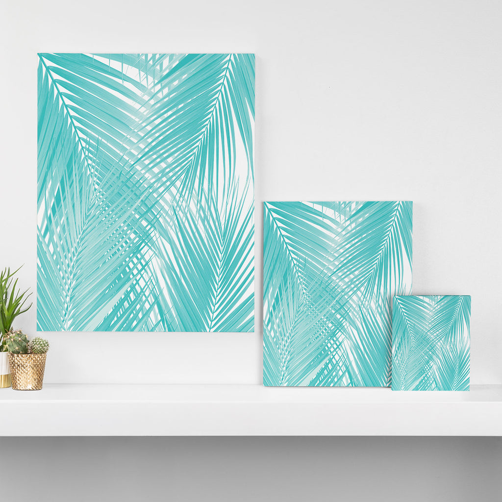 Soft Turquoise Palm Leaves Dream - Cali Summer Vibes #3 #tropical #decor #art Canvas Print Gallery Image 3