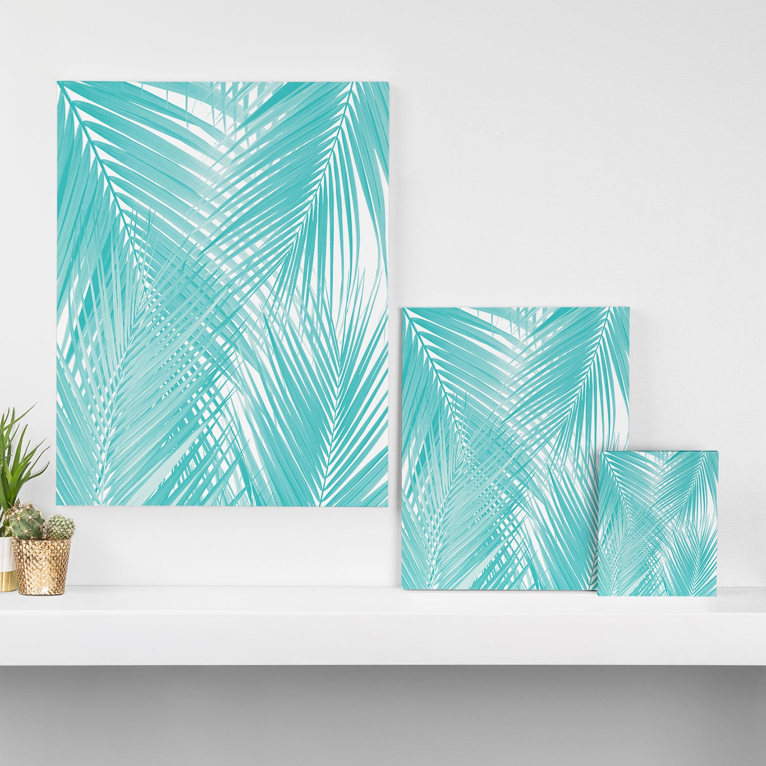 Soft Turquoise Palm Leaves Dream - Cali Summer Vibes #3 #tropical #decor #art Canvas Print Gallery Image 3