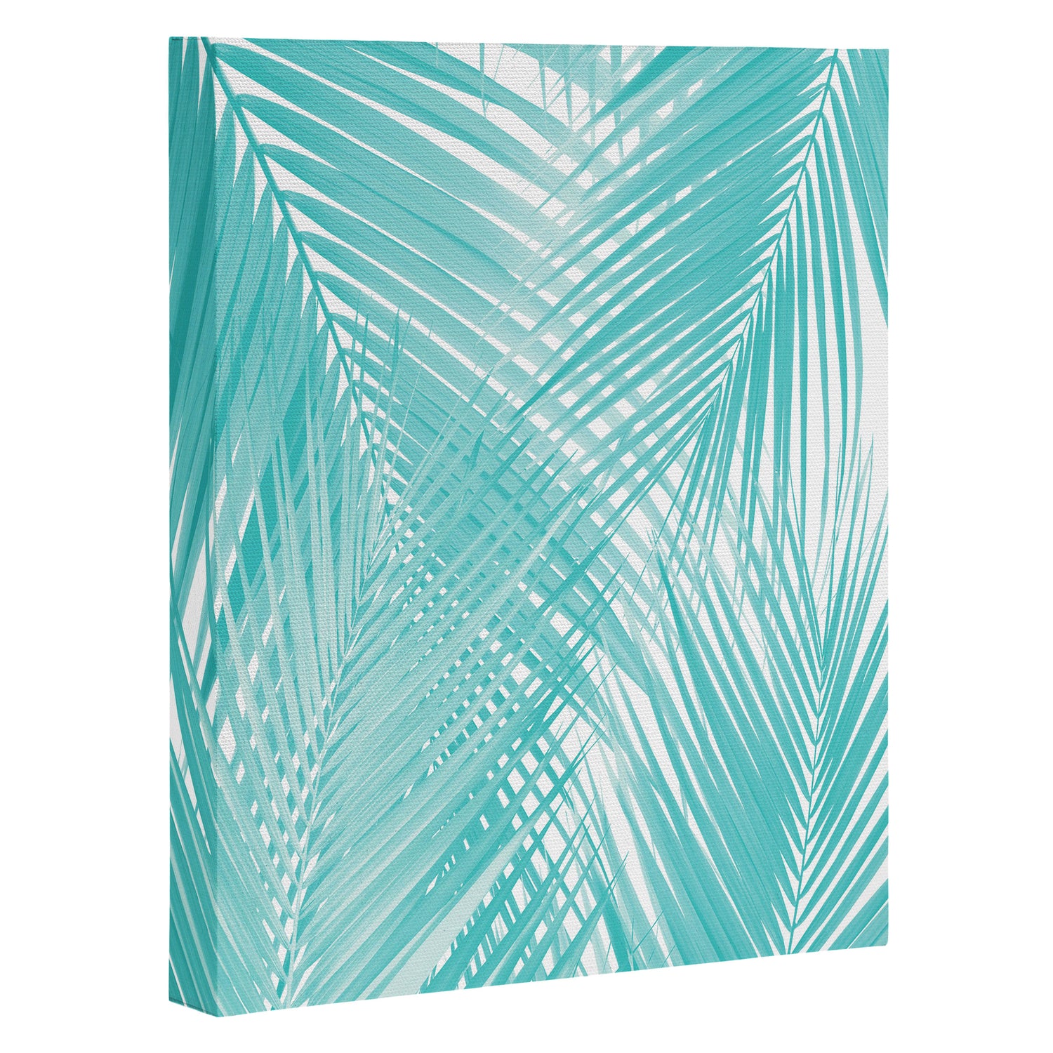 Soft Turquoise Palm Leaves Dream - Cali Summer Vibes #3 #tropical #decor #art Canvas Print Gallery Image 3