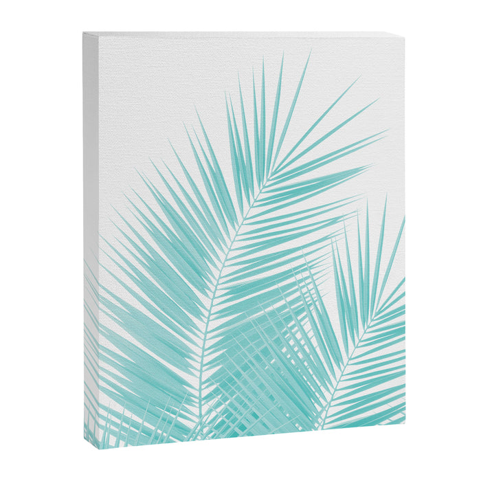 Soft Turquoise Palm Leaves Dream - Cali Summer Vibes #1 #tropical #decor #art #society6 Canvas Print Gallery Image 1