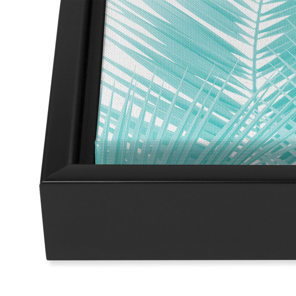 Soft Turquoise Palm Leaves Dream - Cali Summer Vibes #1 #tropical #decor #art #society6 Framed Canvas Print Gallery Image 3