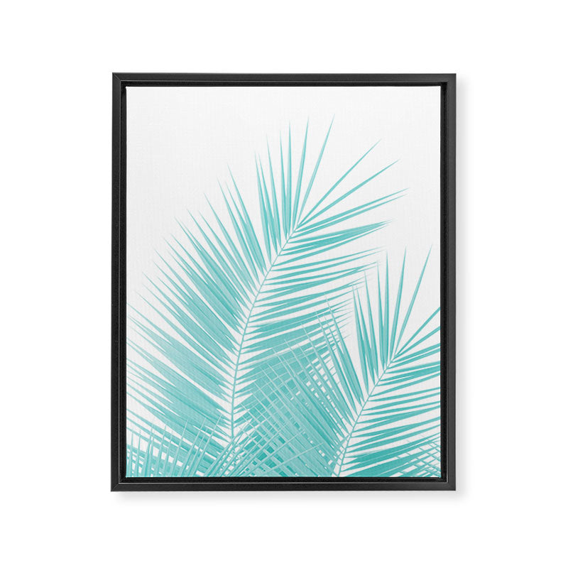 Soft Turquoise Palm Leaves Dream - Cali Summer Vibes #1 #tropical #decor #art #society6 Framed Canvas Print Gallery Image 8