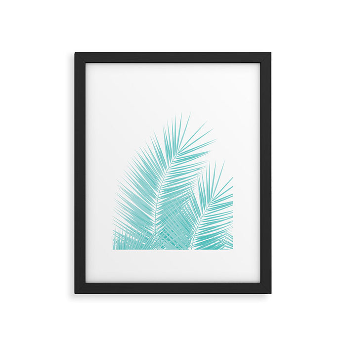 Soft Turquoise Palm Leaves Dream - Cali Summer Vibes #1 #tropical #decor #art #society6 Framed Art Print Gallery Image 1