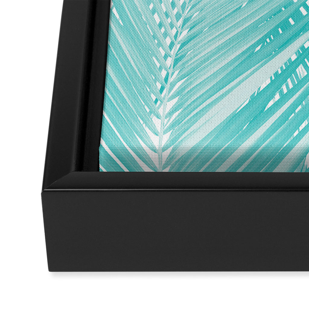 Soft Turquoise Palm Leaves Dream - Cali Summer Vibes #3 #tropical #decor #art Framed Canvas Print Gallery Image 3