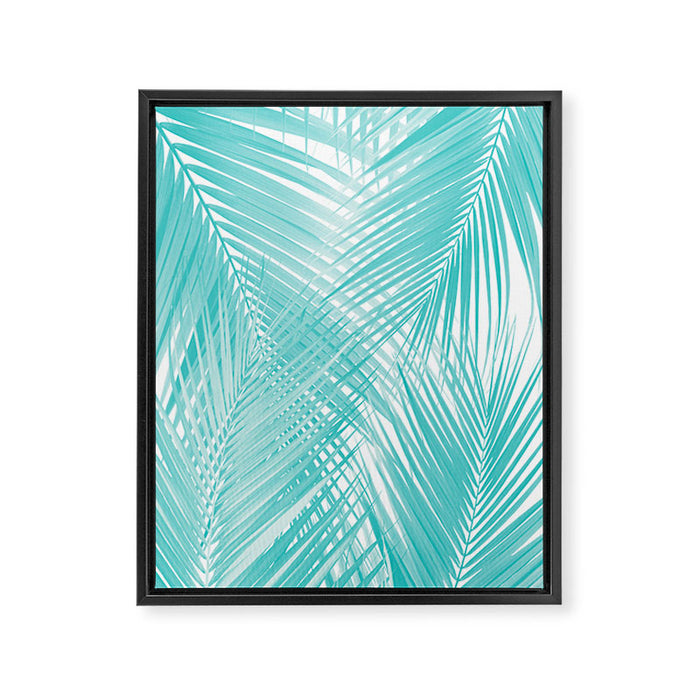Soft Turquoise Palm Leaves Dream - Cali Summer Vibes #3 #tropical #decor #art Framed Canvas Print Gallery Image 1