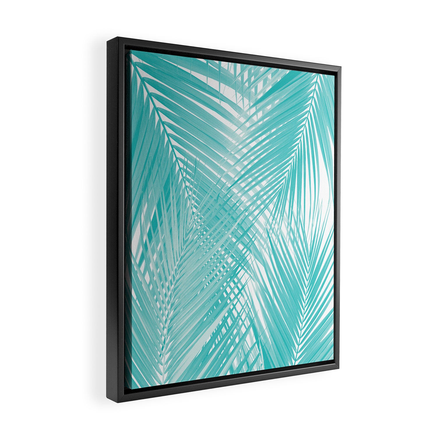 Soft Turquoise Palm Leaves Dream - Cali Summer Vibes #3 #tropical #decor #art Framed Canvas Print Gallery Image 2