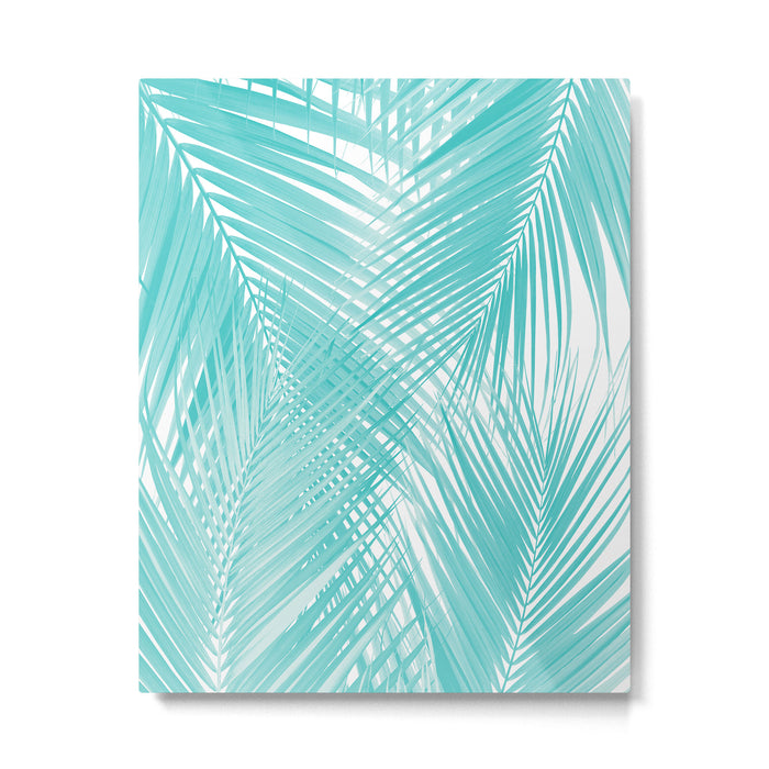 Soft Turquoise Palm Leaves Dream - Cali Summer Vibes #3 #tropical #decor #art Metal Print Gallery Image 1