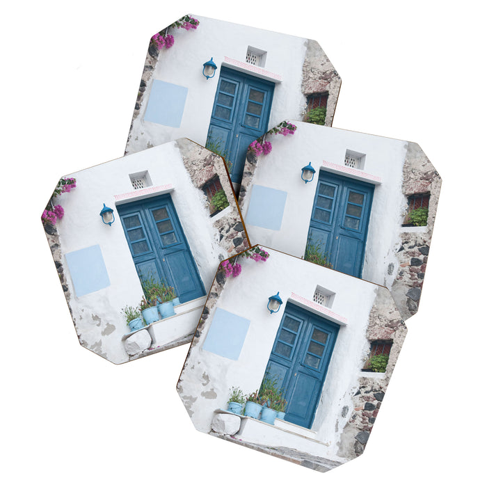 Santorini Oia Blue Door Dream #1 #minimal #wall #decor #art #society6 Coaster Gallery Image 1