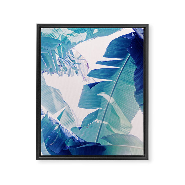 Banana Leaf Blue Framed Canvas Print Gallery Image 1