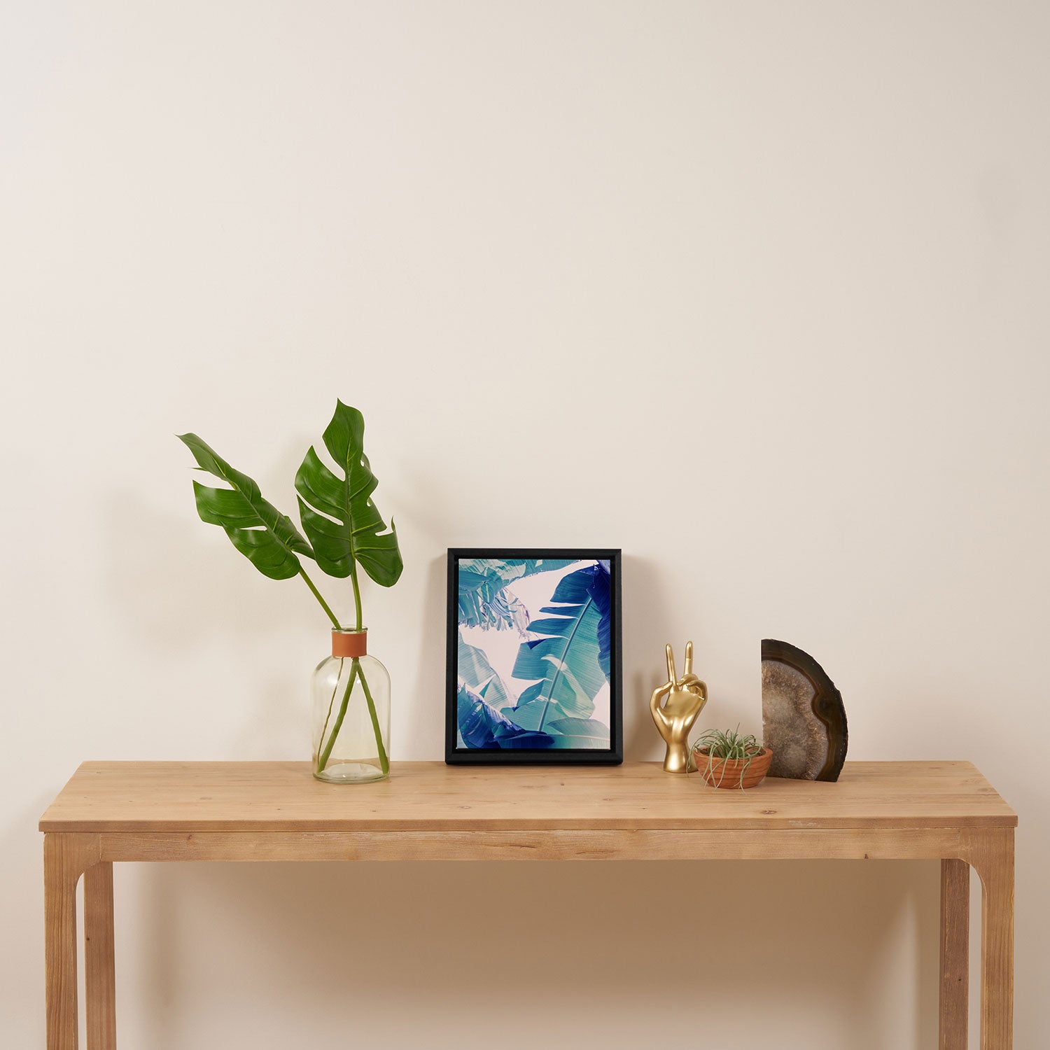 Banana Leaf Blue Framed Canvas Print Gallery Image 4