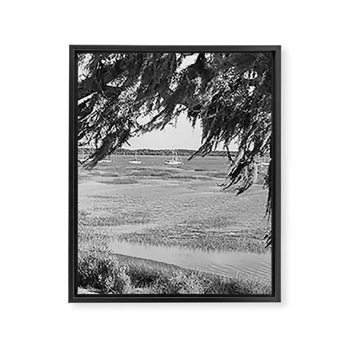 Beaufort South Carolina Spanish Moss and Sailboats Photography Framed Canvas Print Gallery Image 1