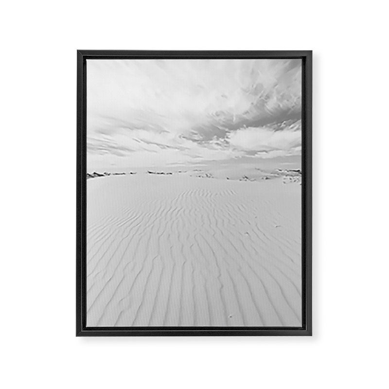 Black and white sand dunes dramatic clouds x Monohan State Park Texas Framed Canvas Print Gallery Image 6