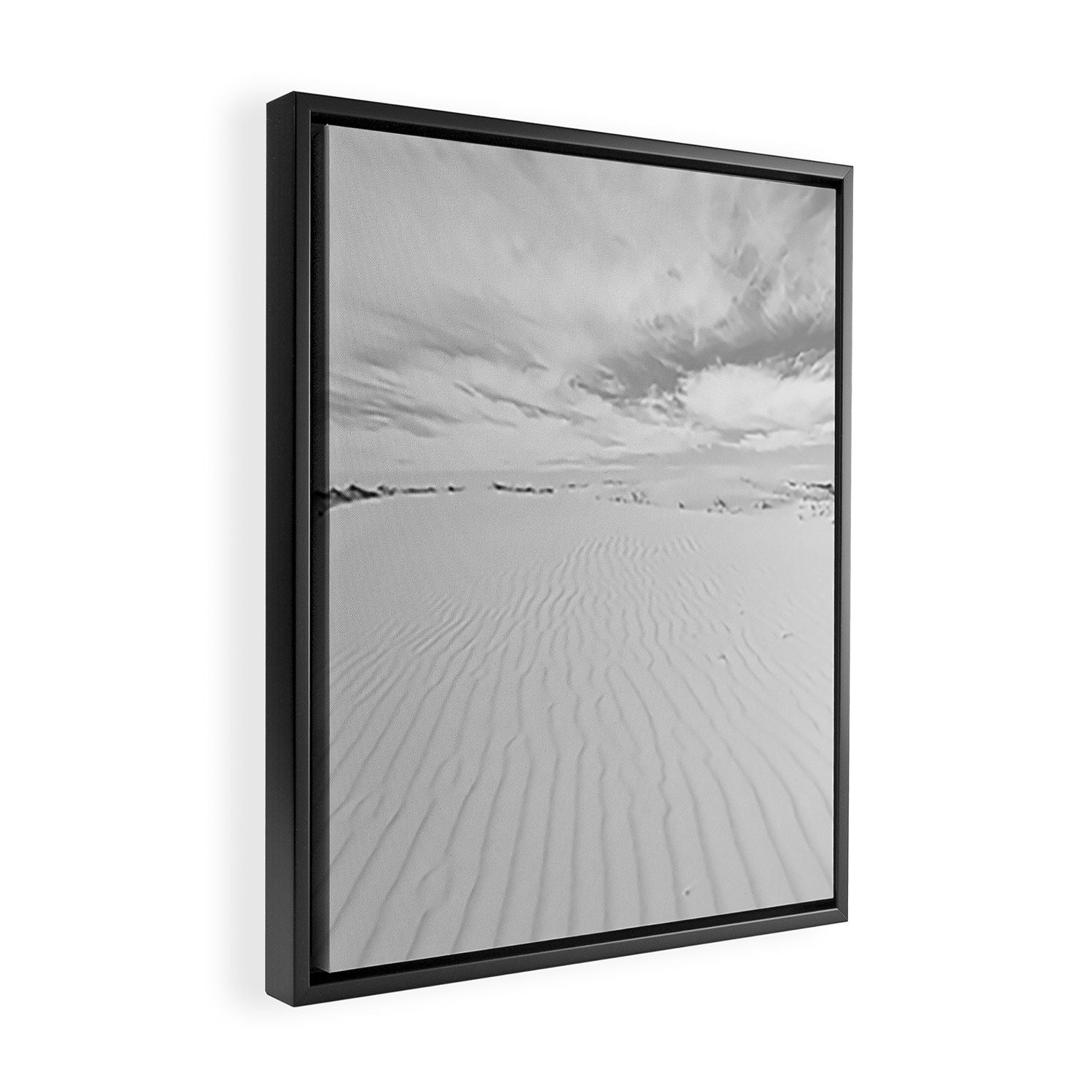 Black and white sand dunes dramatic clouds x Monohan State Park Texas Framed Canvas Print Gallery Image 2